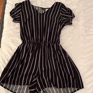 Striped black and white romper